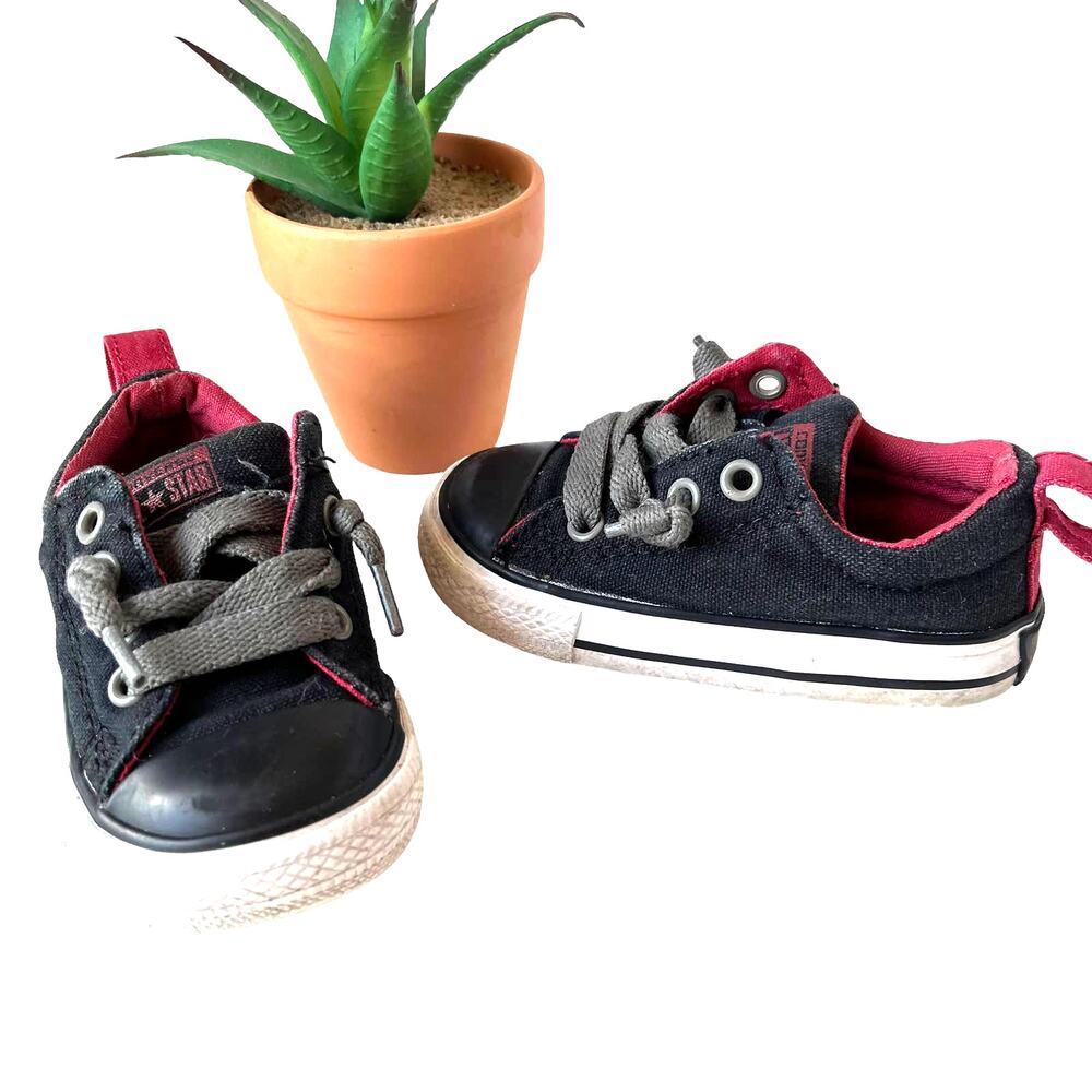 Converse All Star Low Top Baby Sneakers Shoes Size 5 Blue Red Lace Ups Classic